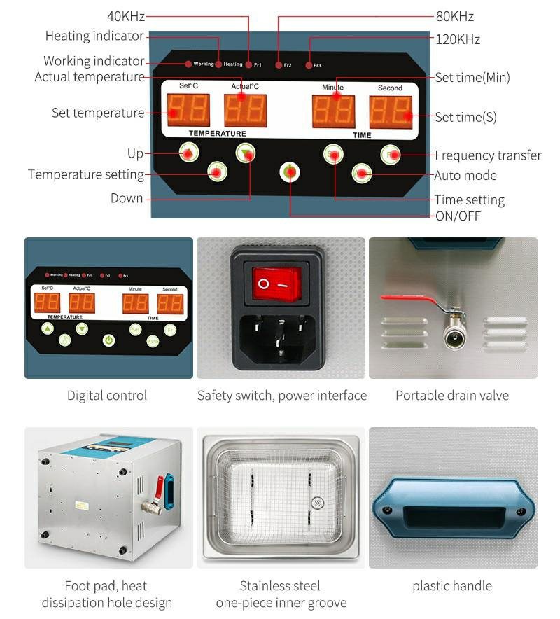 Multi-frequency Heating Ultrasonic Cleaner